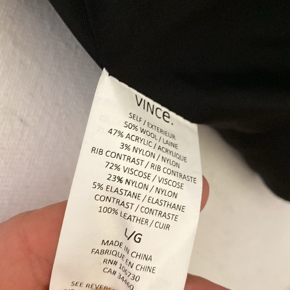 Vince Black Wool/Leather Moto Jacket Size Large - Picture 8 of 8